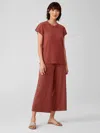 Eileen Fisher Textured Stretch Rib Wide-leg Pant In Brown