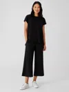 Eileen Fisher Textured Stretch Rib Wide-leg Pant In Black