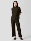 Eileen Fisher Textured Stretch Rib Wide-leg Pant In Black