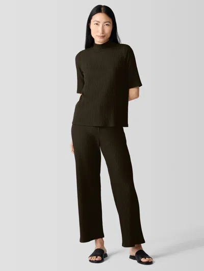 EILEEN FISHER TEXTURED STRETCH RIB WIDE-LEG PANT