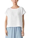 Eileen Fisher Boxy Boat Neck Organic Cotton Blend Top In White