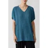 Eileen Fisher Textured V-neck Tunic Top In Cascade