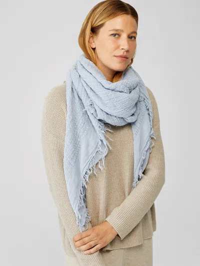 Eileen Fisher Textured Wool Gauze Scarf In Gray