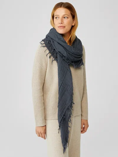 Eileen Fisher Textured Wool Gauze Scarf In Gray