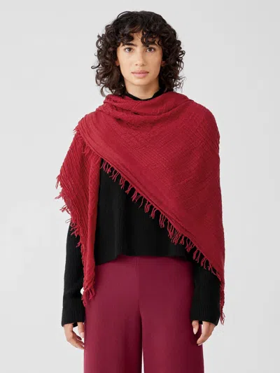 Eileen Fisher Textured Wool Gauze Scarf In Burgundy