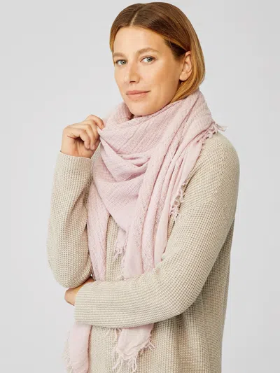 Eileen Fisher Textured Wool Gauze Scarf In Pink