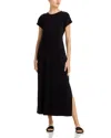 Eileen Fisher Short Sleeve Jacquard Maxi Dress In Black