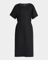 Eileen Fisher Jewel Neck Organic Linen Shift Dress