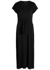 Eileen Fisher Tie-embellished Jersey Maxi Dress In Black