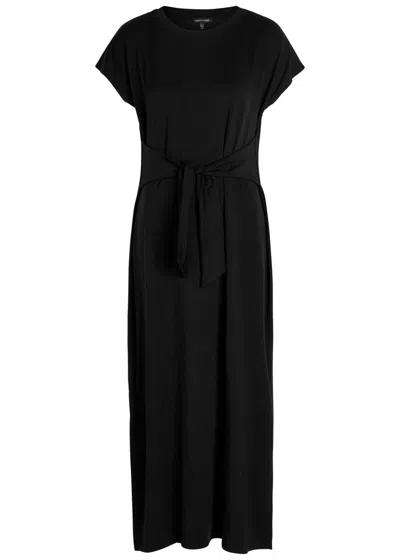 Eileen Fisher Tie-embellished Jersey Maxi Dress In Black