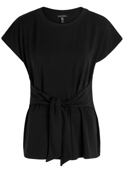 Eileen Fisher Tie-embellished Jersey T-shirt In Black