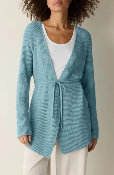 Eileen Fisher Tie Front Longline Cardigan In Blue