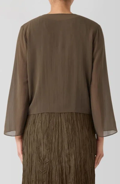Eileen Fisher Tie Front Silk Jacket In Branch