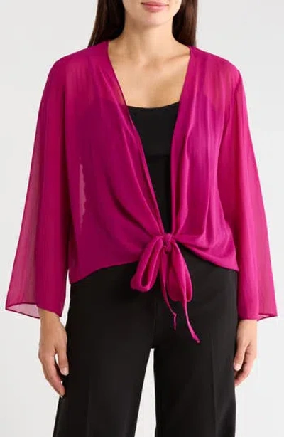Eileen Fisher Tie Front Silk Jacket In Sangria
