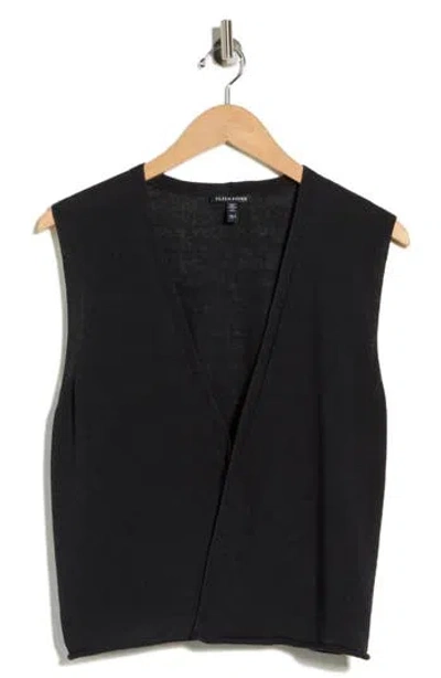 Eileen Fisher Tie Front Sweater Vest In Black
