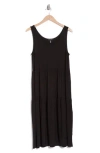 Eileen Fisher Tiered Jersey Tank Dress In Black