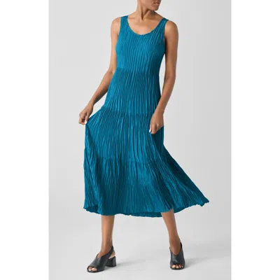 EILEEN FISHER EILEEN FISHER TIERED PLEATED SILK MIDI DRESS