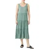 Eileen Fisher Tiered Pleated Silk Midi Dress In Dragonfly