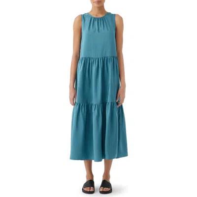 EILEEN FISHER EILEEN FISHER TIERED SILK MIDI DRESS
