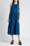 EILEEN FISHER EILEEN FISHER TIERED SILK MIDI DRESS