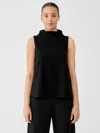 Eileen Fisher Pima Cotton Stretch Jersey Funnel Neck Tank In Black