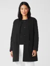 Eileen Fisher Traceable Cotton Jersey Quilted Jacket In Black