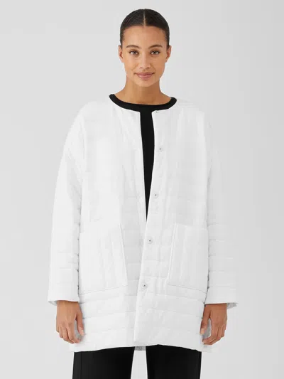 Eileen Fisher Traceable Cotton Jersey Quilted Jacket In White