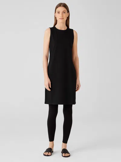 Eileen Fisher Traceable Cotton Jersey Racer-back Tank Dress In Black