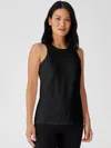Eileen Fisher Traceable Cotton Jersey Round Neck Tank In Black