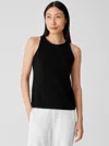 Eileen Fisher Traceable Cotton Jersey Round Neck Tank In Black