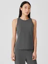 Eileen Fisher Traceable Cotton Jersey Round Neck Tank In Gray