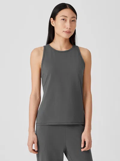 Eileen Fisher Traceable Cotton Jersey Round Neck Tank In Gray