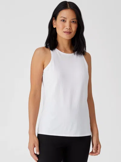 Eileen Fisher Traceable Cotton Jersey Round Neck Tank In White