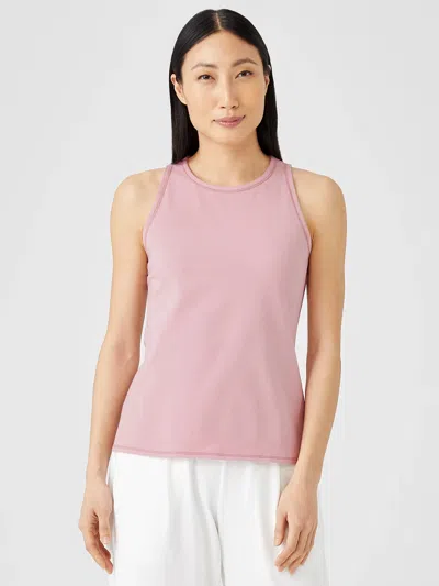 Eileen Fisher Traceable Cotton Jersey Round Neck Tank In Pink