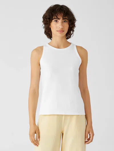 Eileen Fisher Traceable Cotton Jersey Round Neck Tank In White