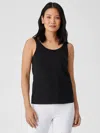 Eileen Fisher Traceable Cotton Jersey Scoop Neck Tank In Black