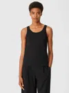Eileen Fisher Traceable Cotton Jersey Scoop Neck Tank In Black