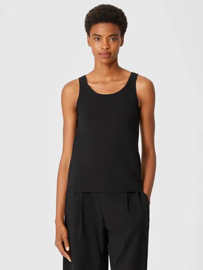 Eileen Fisher Traceable Cotton Jersey Scoop Neck Tank In Black
