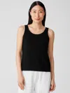 Eileen Fisher Traceable Cotton Jersey Scoop Neck Tank In Black