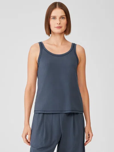 Eileen Fisher Traceable Cotton Jersey Scoop Neck Tank In Blue
