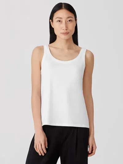 Eileen Fisher Traceable Cotton Jersey Scoop Neck Tank In White