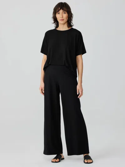 Eileen Fisher Traceable Cotton Jersey Wide-leg Pant In Black