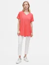 Eileen Fisher Traceable Cotton Stretch V-neck Tunic In Orange