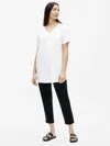 Eileen Fisher Traceable Cotton Stretch V-neck Tunic In White