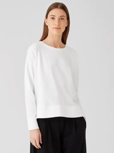 Eileen Fisher Traceable Organic Cotton Jersey Crew Neck Top In White