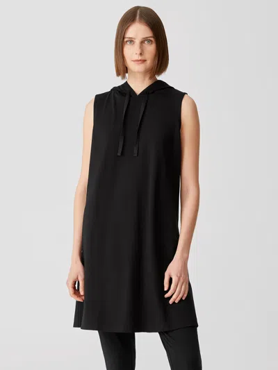 Eileen Fisher Traceable Organic Cotton Jersey Hooded Dress In Black