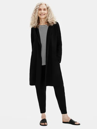Eileen Fisher Traceable Organic Cotton Jersey Hooded Wrap Jacket In Black