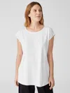 Eileen Fisher Traceable Organic Cotton Jersey Jewel Neck Top In White
