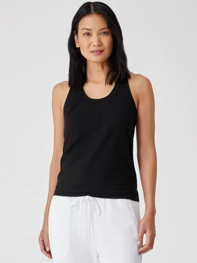 Eileen Fisher Traceable Organic Cotton Jersey Racer-back Tank In Black