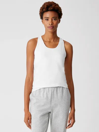 Eileen Fisher Traceable Organic Cotton Jersey Racer-back Tank In White